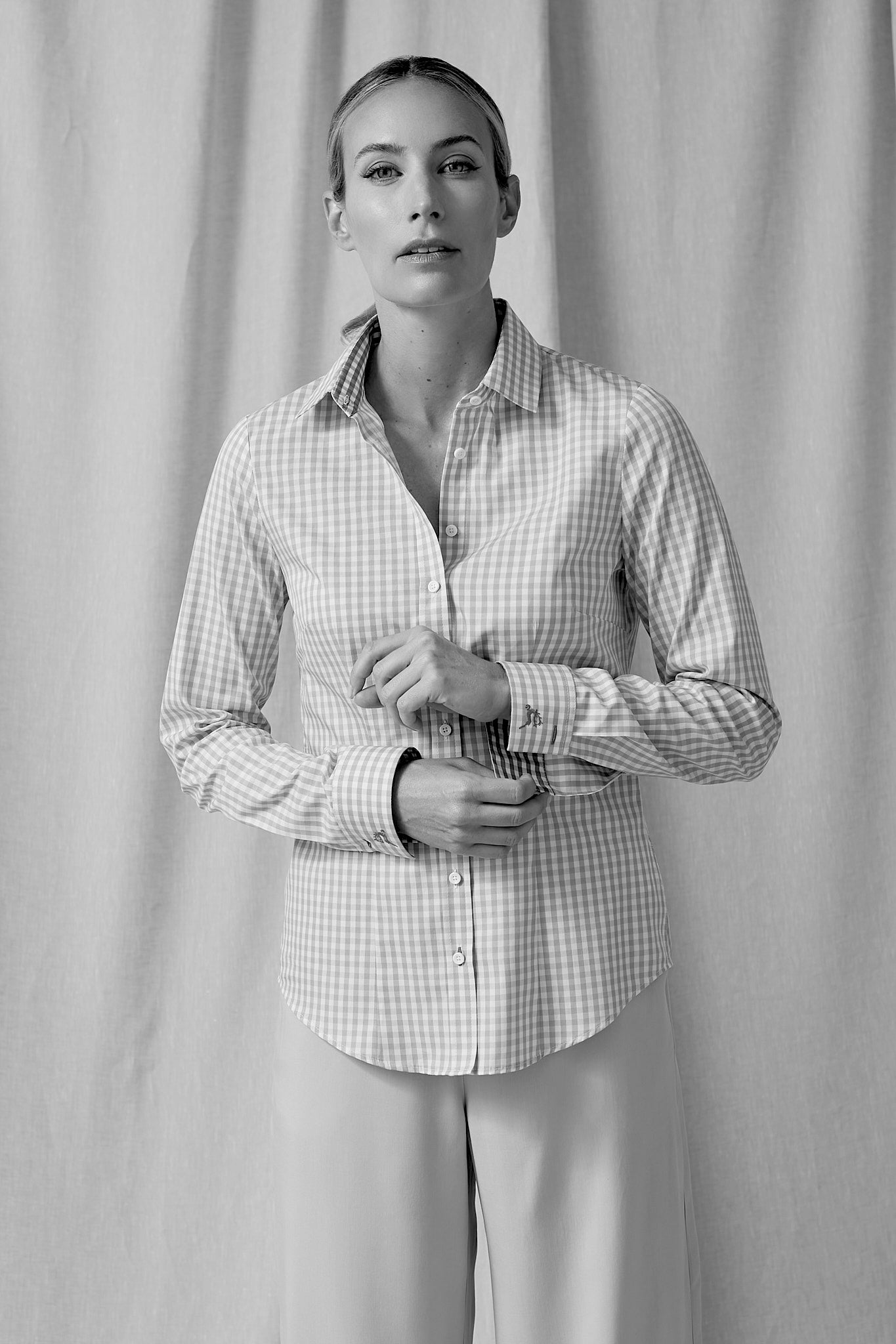 Taillierte Karobluse | pink