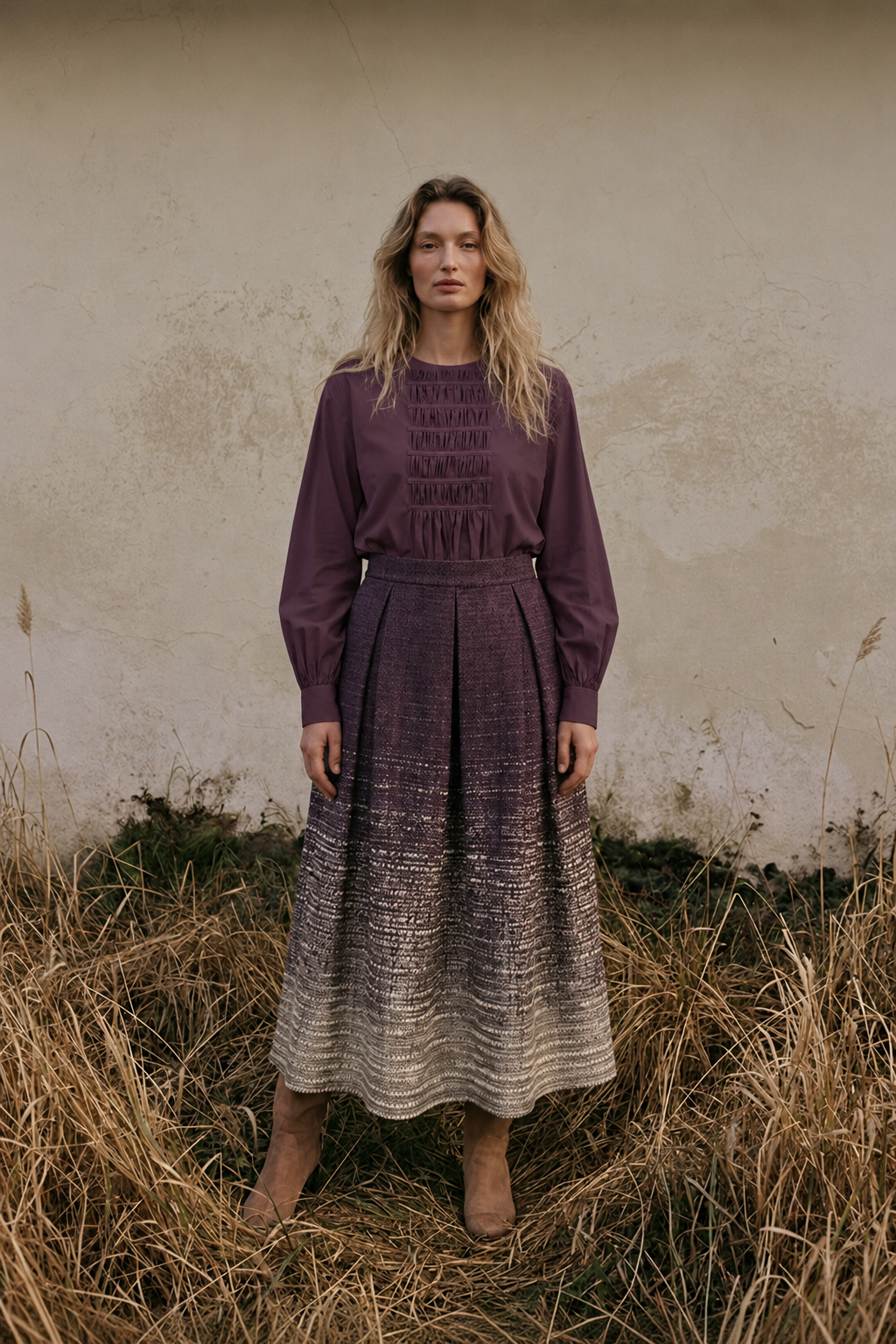 Bluse mit raffinierter Zügelung in der Herbstfarbe rot
