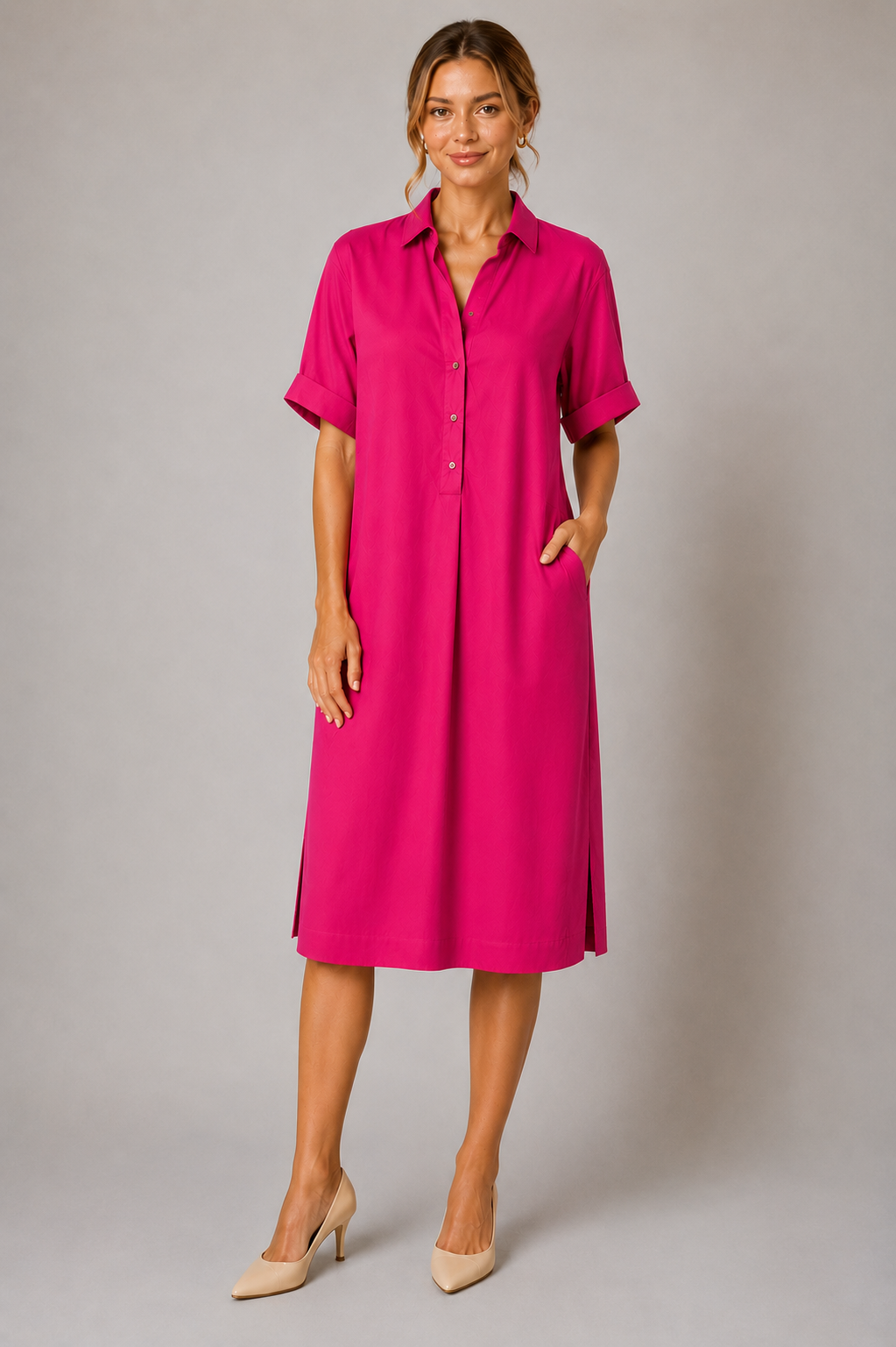 legeres Baumwollkleid mit Stretchanteil| beere