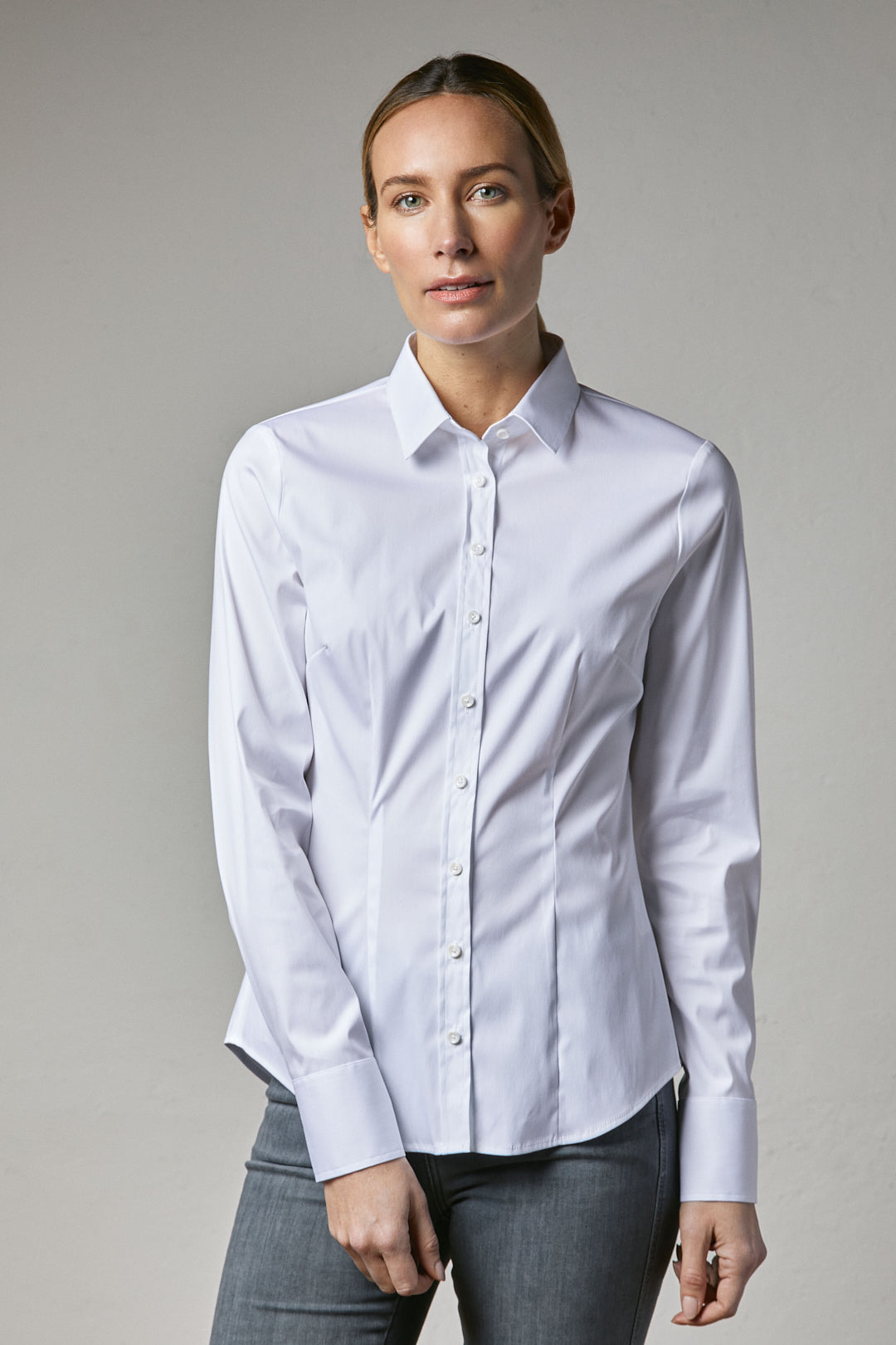 Langarm-Hemdbluse | weiß