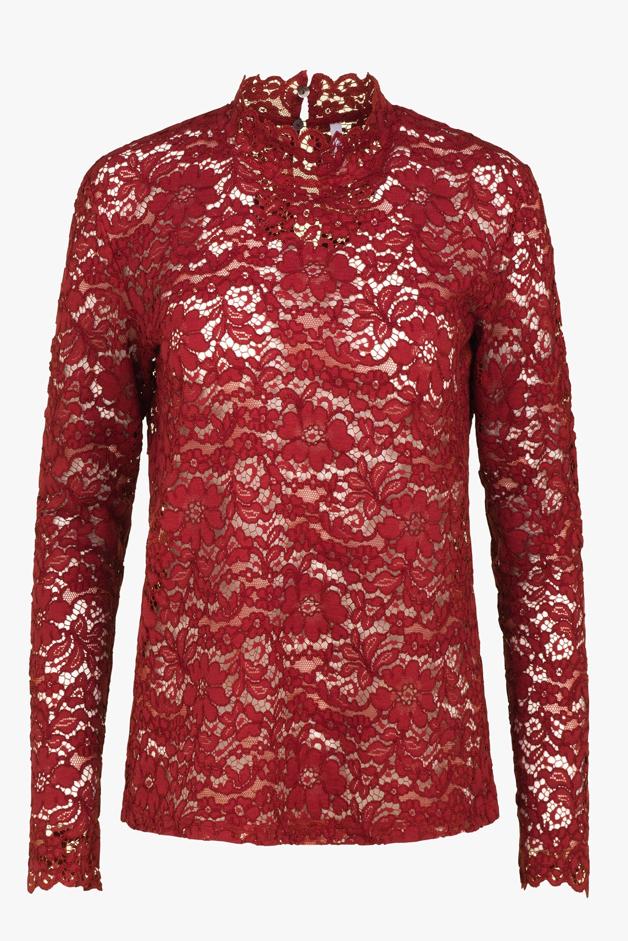 Langarm Spitzenshirt Kupfer