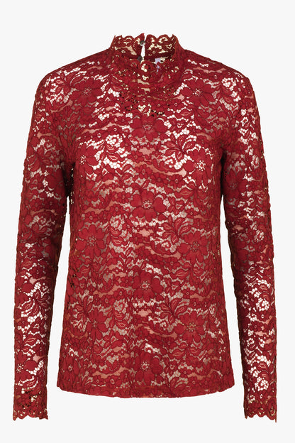 Langarm Spitzenshirt Kupfer
