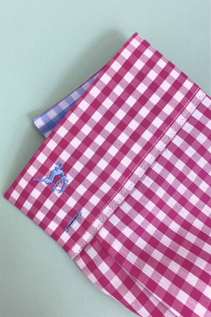 Taillierte Karobluse | pink