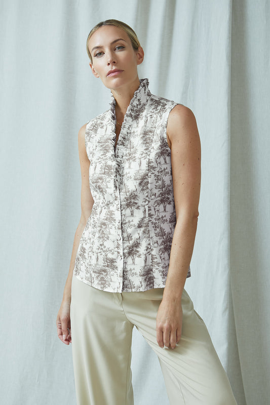 Hirschbluse mit Rüschenkragen | creme