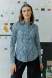 taillierte Bluse mit Paisleydruck, klassischer blusenkragen, langarm, wallmann