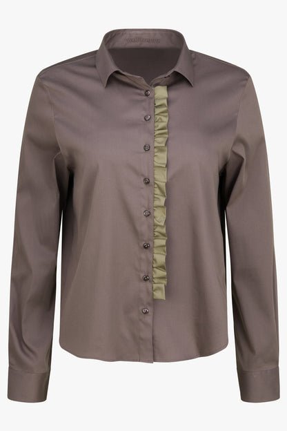 Stretch-Bluse mit abnehmbarer Rüsche