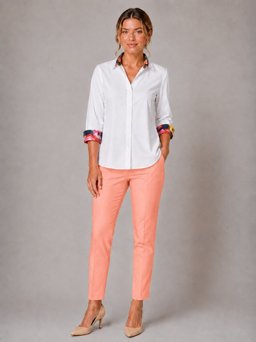 Stretchbluse mit farbigem Blumendruck