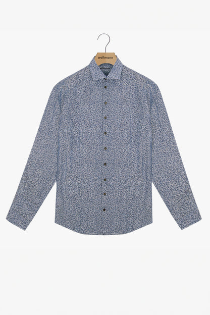 Langarmhemd mit floralem Druck | blau