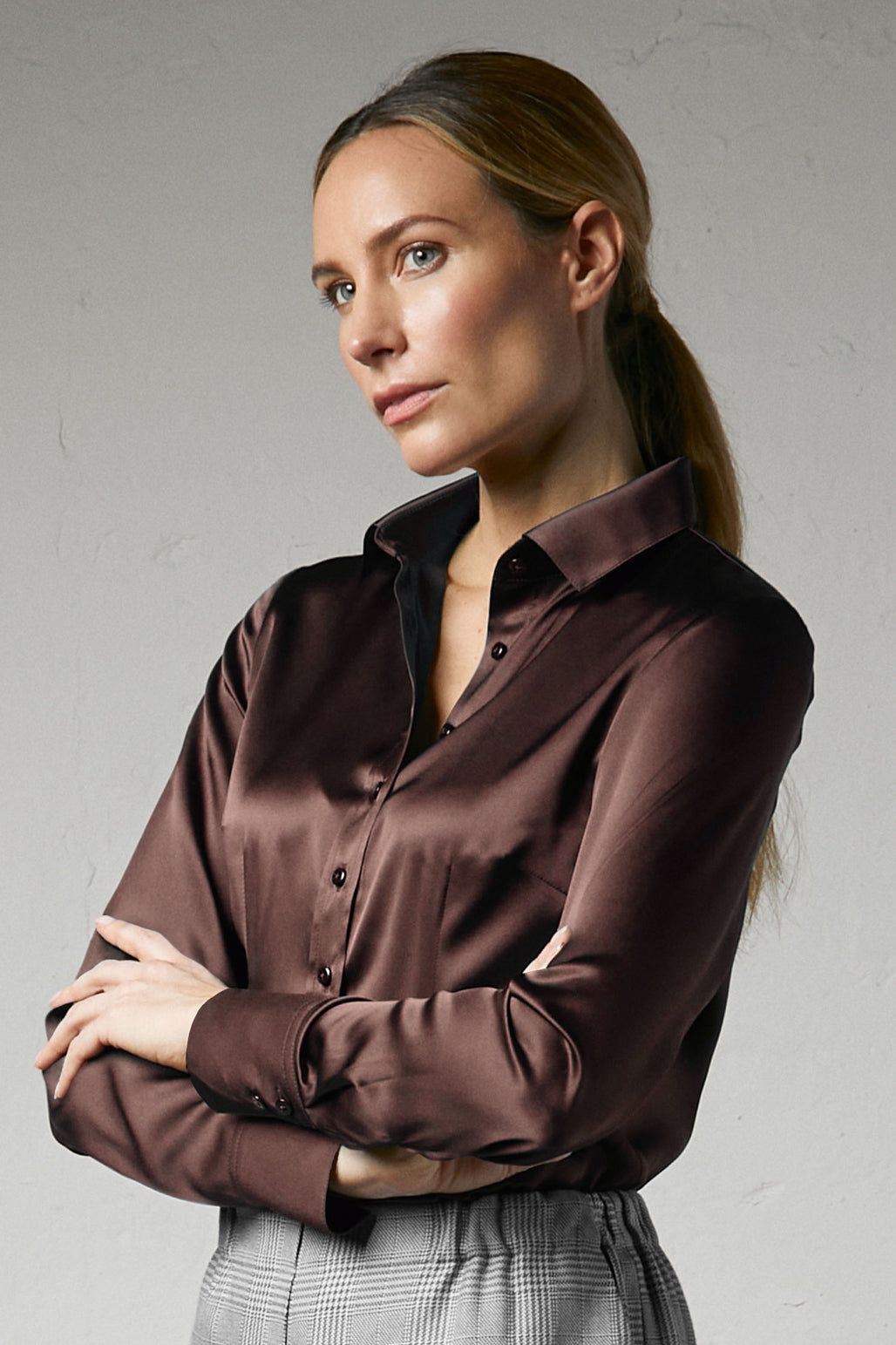 Seidenbluse | braun